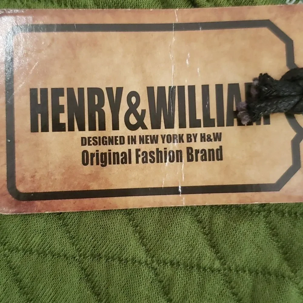 NWT H&W Shirt Mens sz XL Olive Diamond Quilted Short Sleeve Tee Henry & William